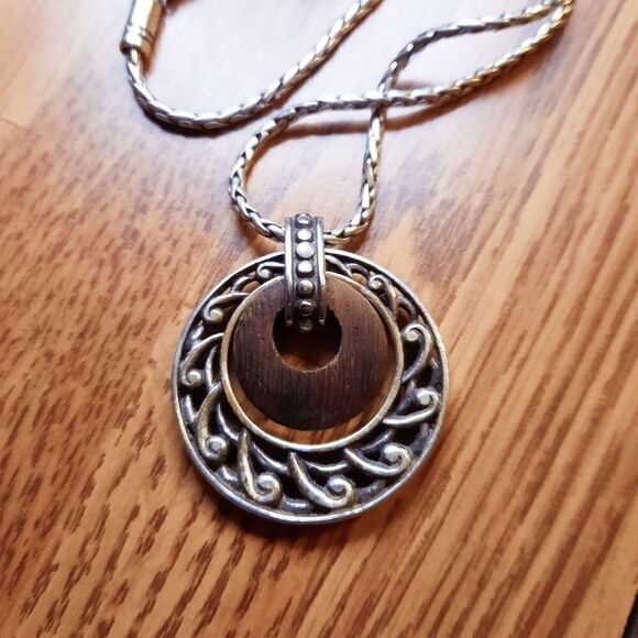 BRIGHTON "Katu" Silver and Wood Necklace. BOHEMIAN! - Picture 4 of 8